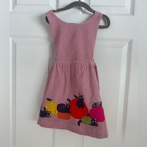 Mini Boden Purple Dress with Cat and Pumpkin Embroidery